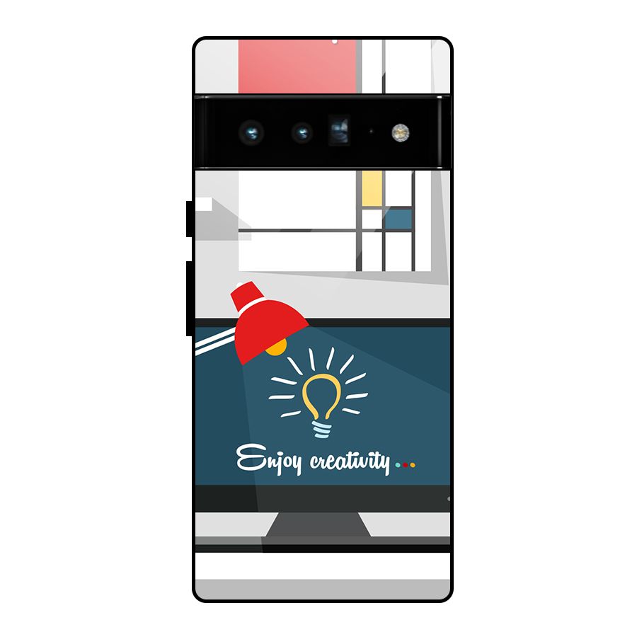 Creative Workspace Design Glass Back Case for Google Pixel 6 Pro