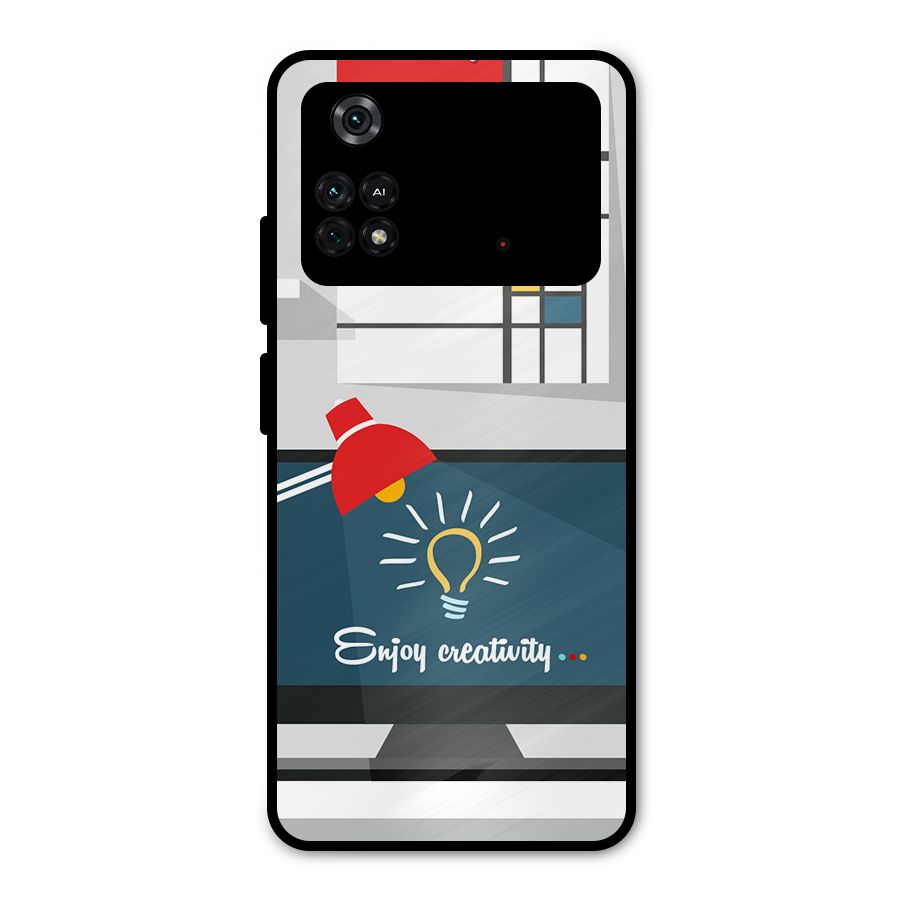 Creative Workspace Design Metal Back Case for Poco M4 Pro 4G