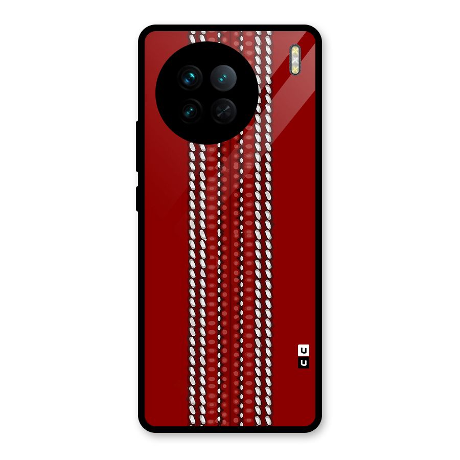 Cricket Ball Design Glass Back Case for Vivo X90