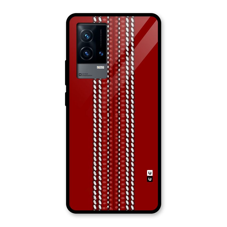 Cricket Ball Design Glass Back Case for iQOO 9 5G