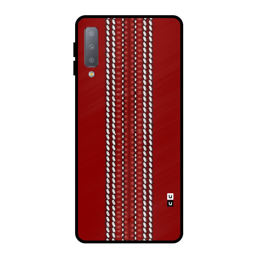 Cricket Ball Design Metal Back Case for Galaxy A7 (2018)