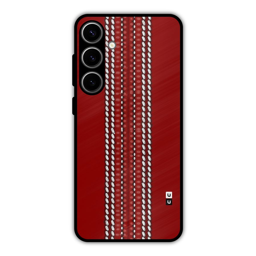 Cricket Ball Design Metal Back Case for Galaxy S24 Plus