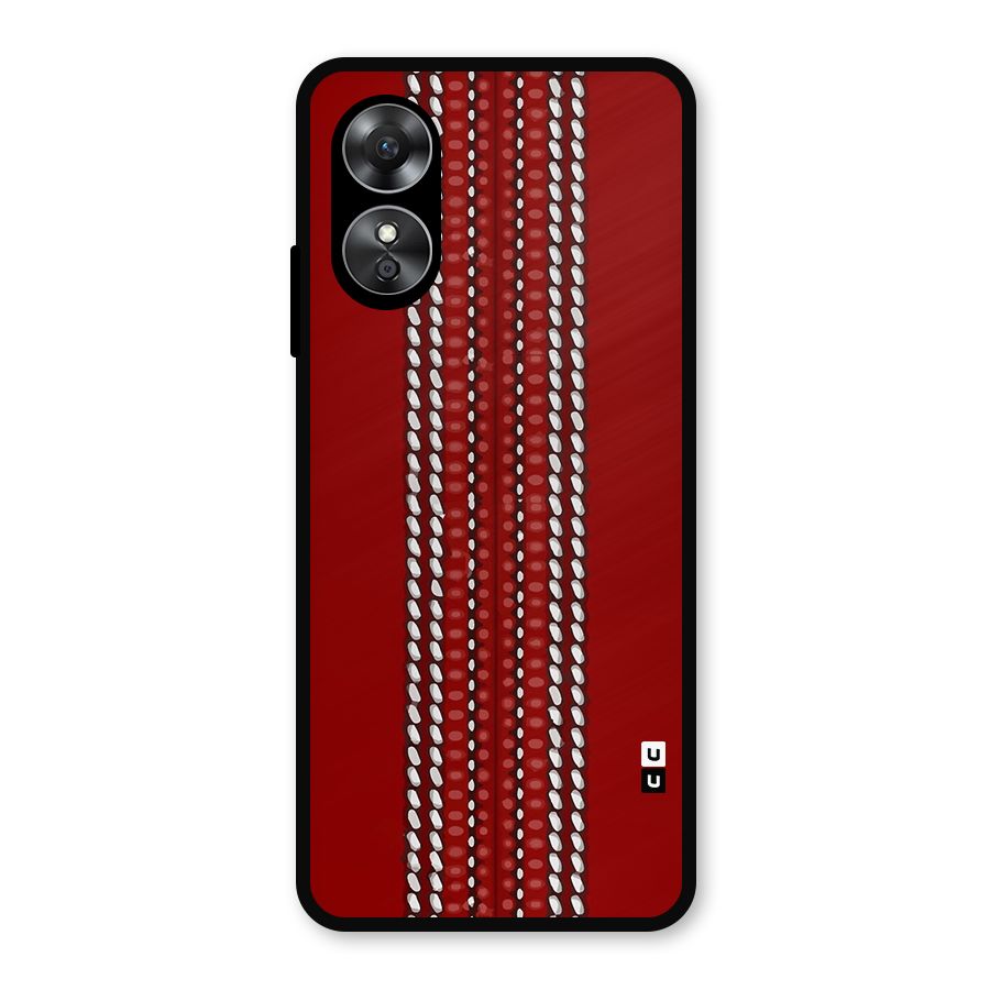 Cricket Ball Design Metal Back Case for Oppo A17