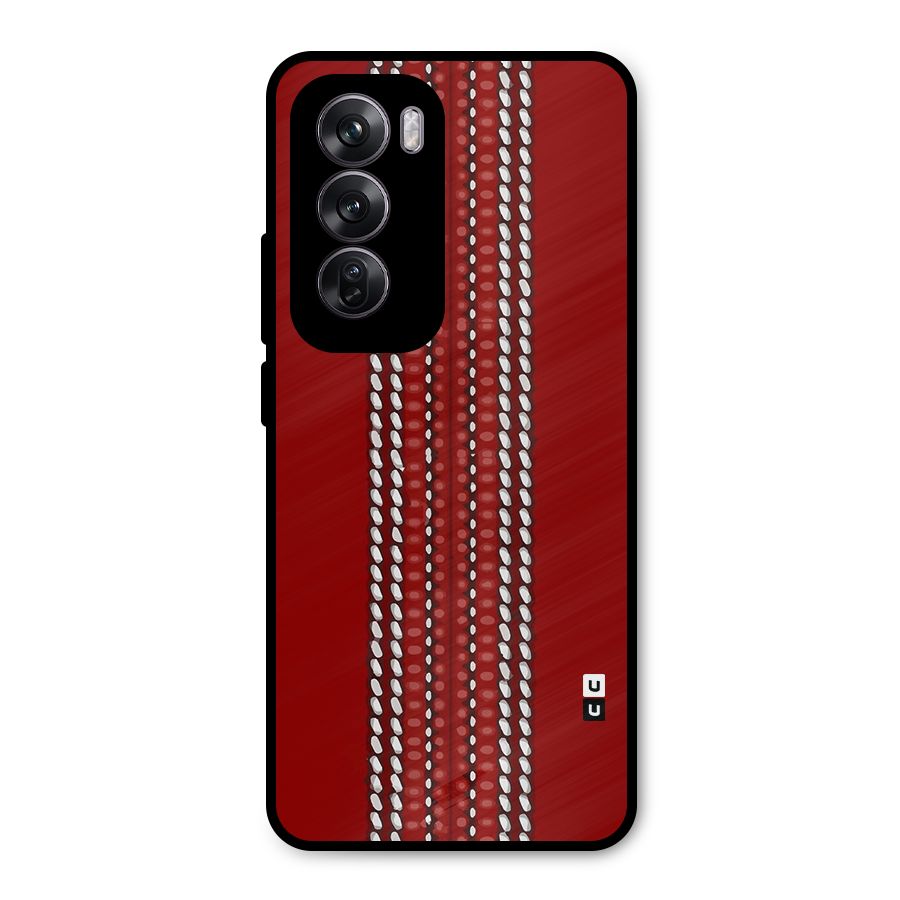 Cricket Ball Design Metal Back Case for Oppo Reno12 Pro