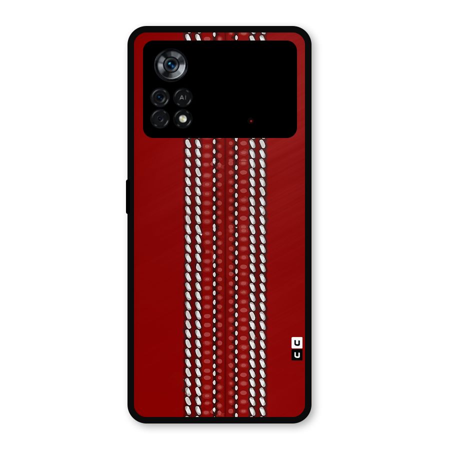 Cricket Ball Design Metal Back Case for Poco X4 Pro 5G