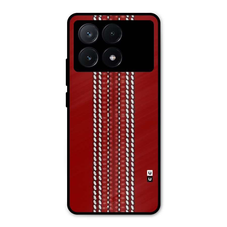 Cricket Ball Design Metal Back Case for Poco X6 Pro