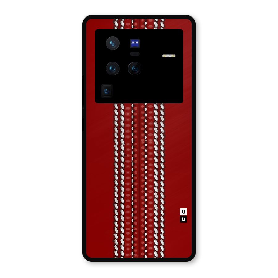 Cricket Ball Design Metal Back Case for Vivo X80 Pro