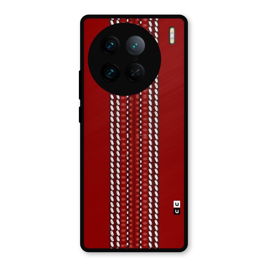 Cricket Ball Design Metal Back Case for Vivo X90 Pro