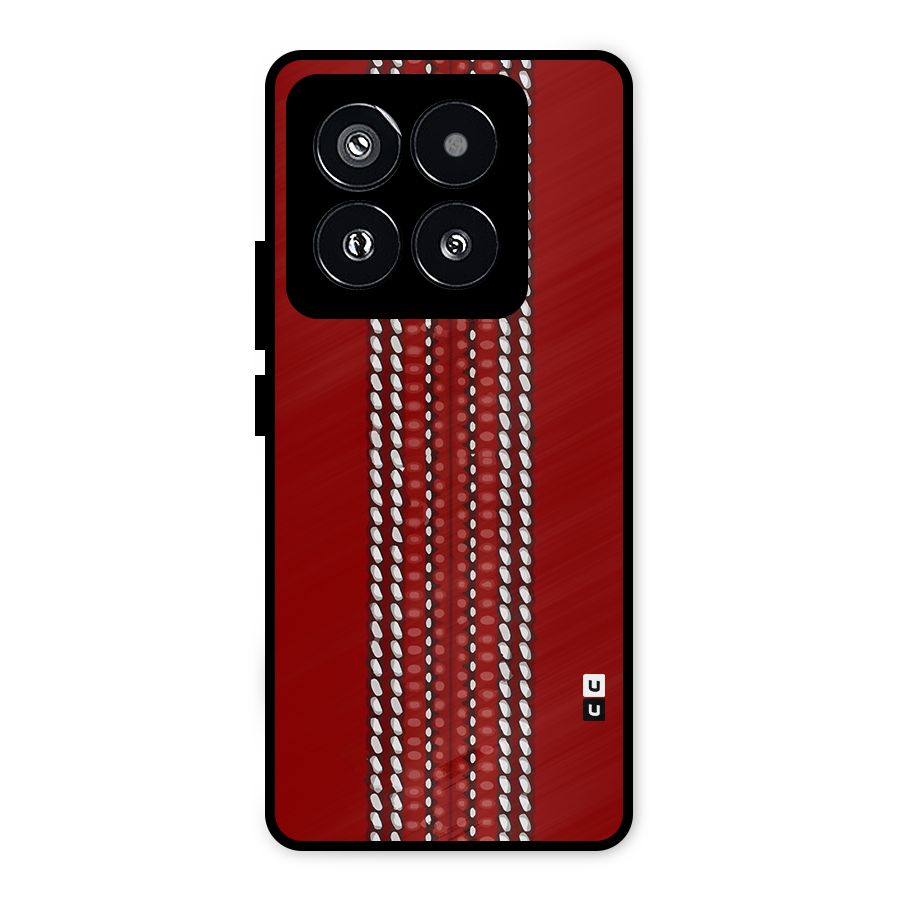 Cricket Ball Design Metal Back Case for Xiaomi 14 Pro