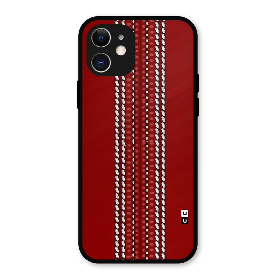Cricket Ball Design Metal Back Case for iPhone 12