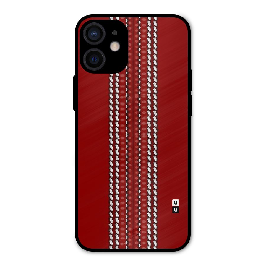 Cricket Ball Design Metal Back Case for iPhone 12 Mini
