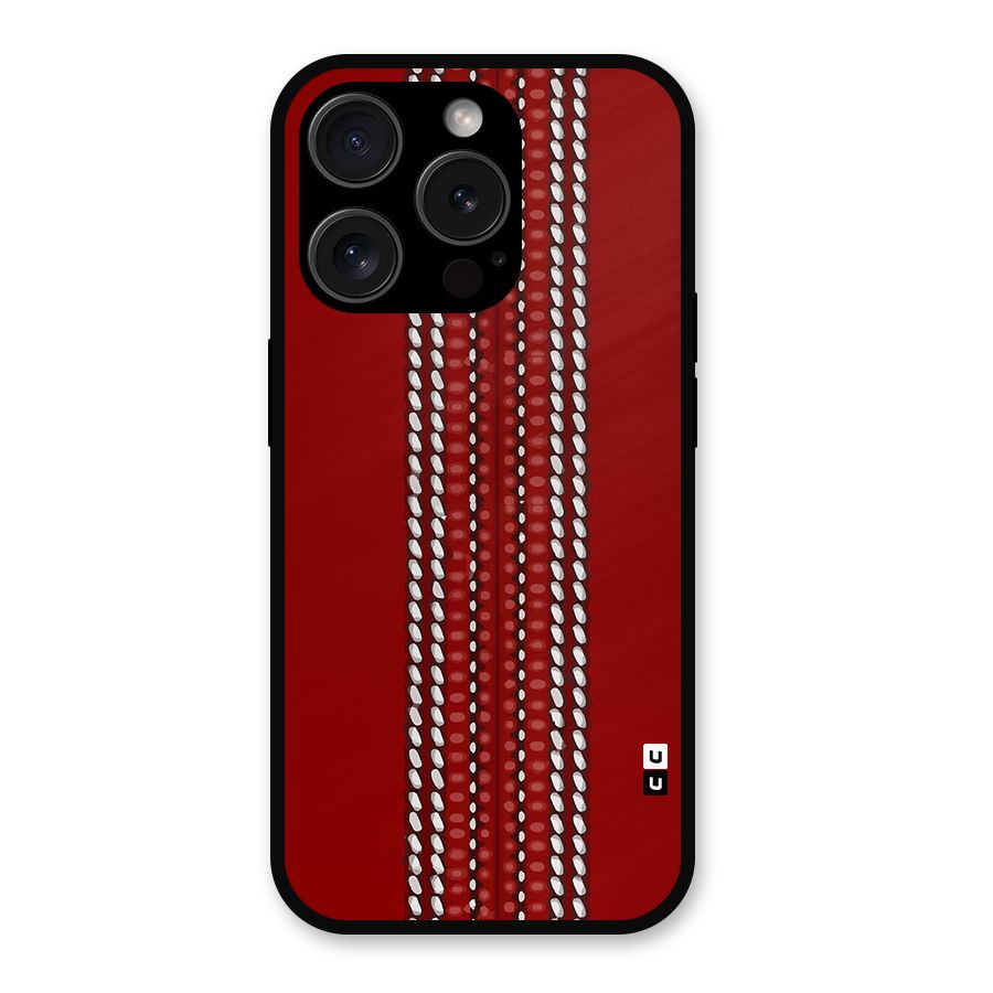 Cricket Ball Design Metal Back Case for iPhone 15 Pro