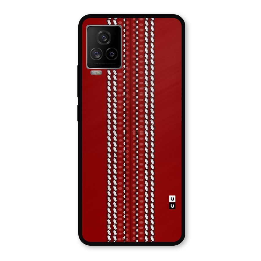 Cricket Ball Design Metal Back Case for iQOO 7 Legend 5G