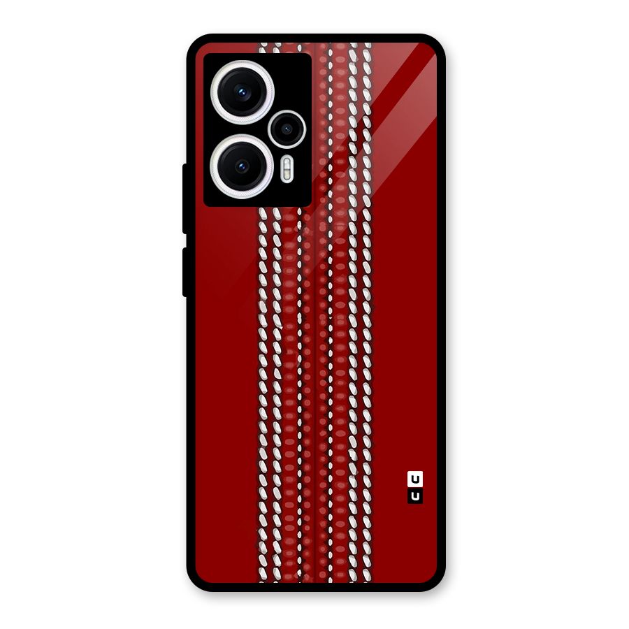 Cricket Ball Pattern Glass Back Case for Poco F5