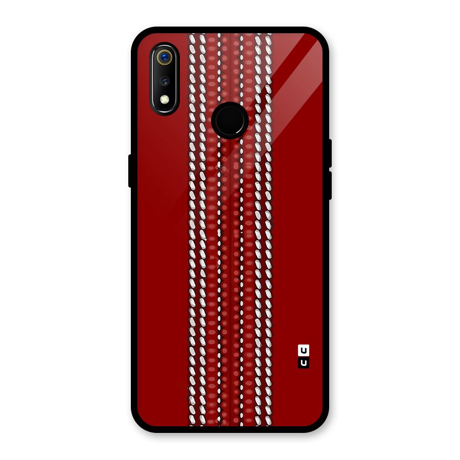 Cricket Ball Pattern Glass Back Case for Realme 3i