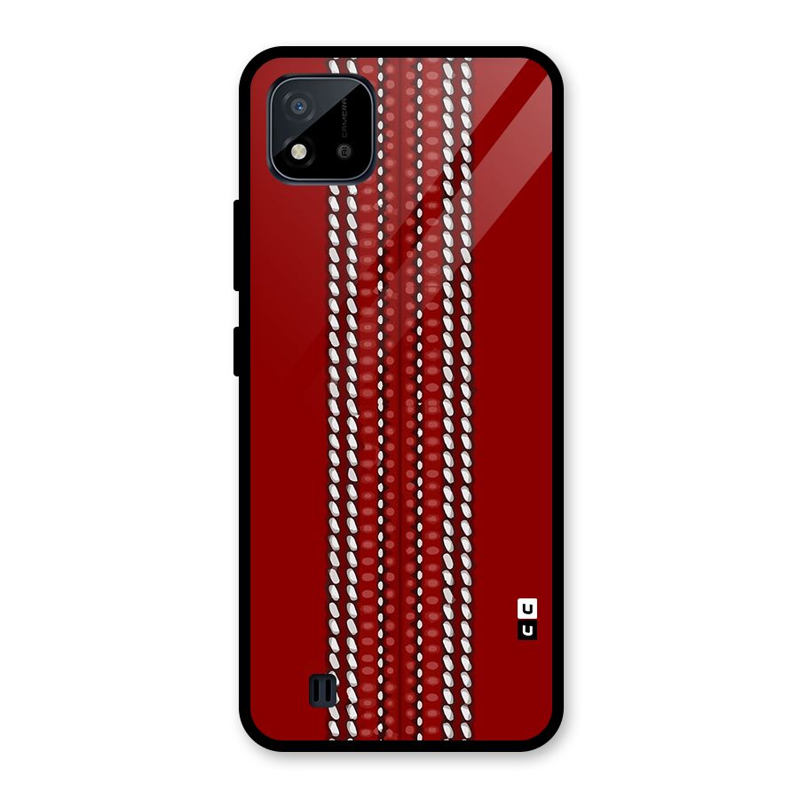 Cricket Ball Pattern Glass Back Case for Realme C11 2021