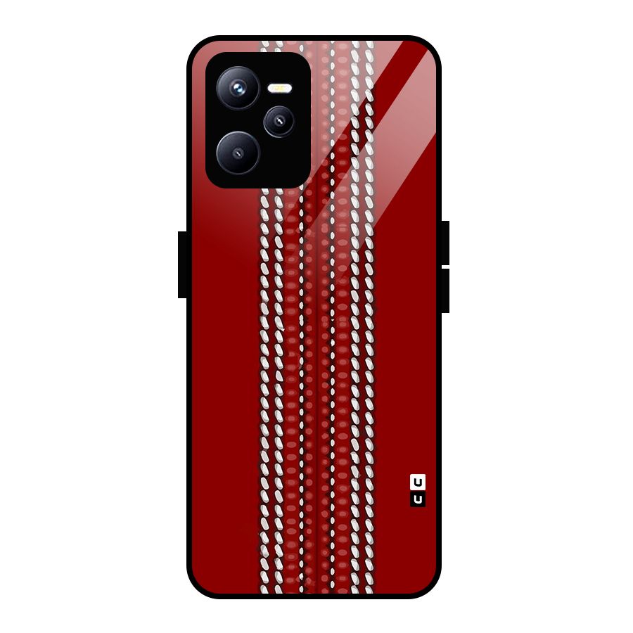 Cricket Ball Pattern Glass Back Case for Realme C35