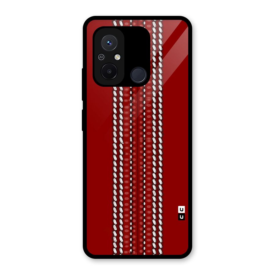 Cricket Ball Pattern Glass Back Case for Redmi 12C