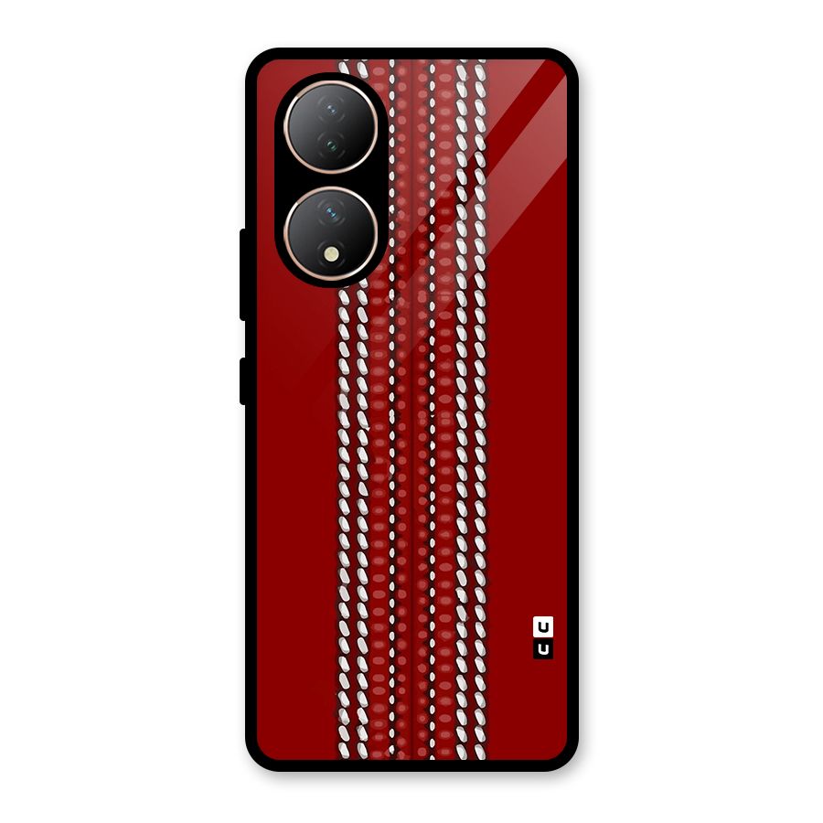 Cricket Ball Pattern Glass Back Case for Vivo Y100A