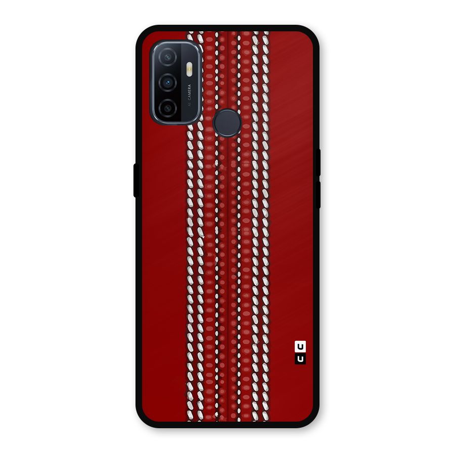 Cricket Ball Pattern Metal Back Case for Oppo A53