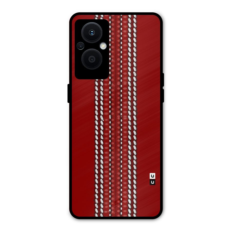 Cricket Ball Pattern Metal Back Case for Oppo F21s Pro 5G