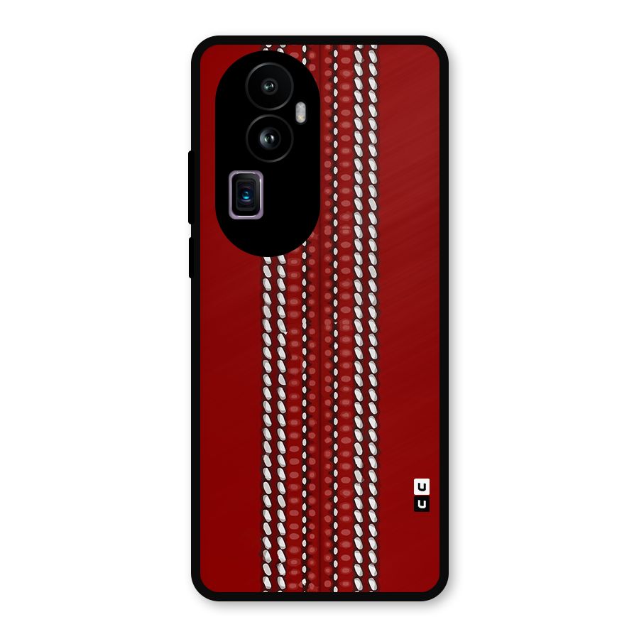 Cricket Ball Pattern Metal Back Case for Oppo Reno10 Pro Plus