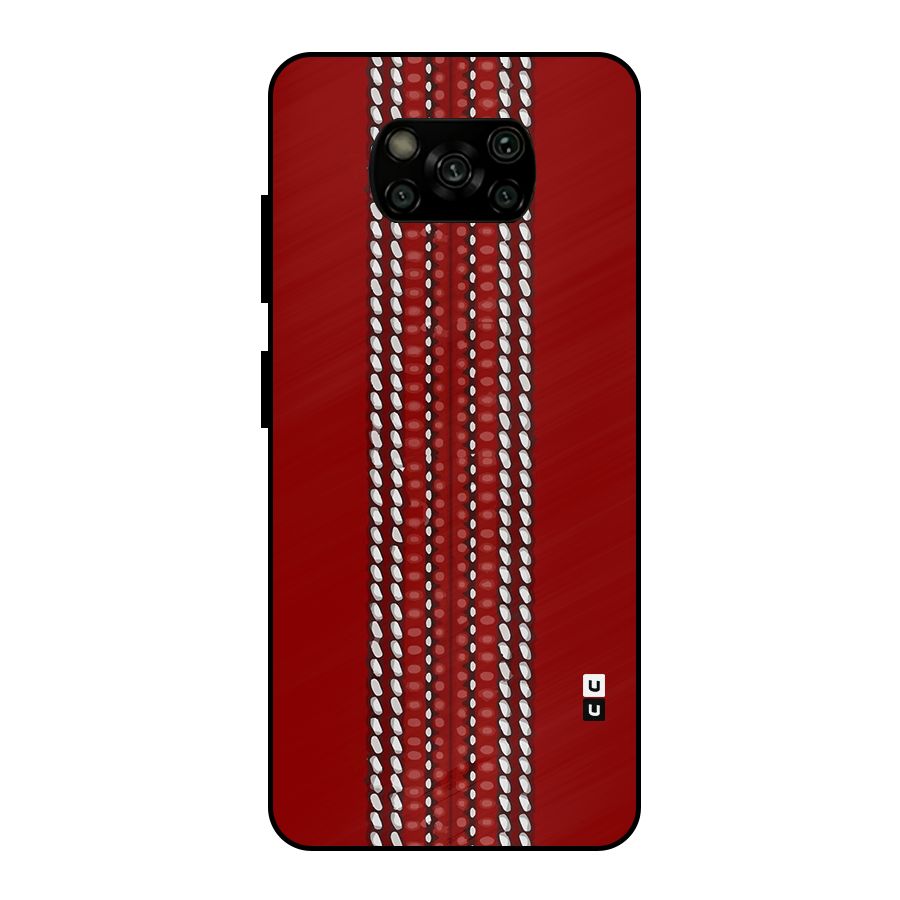 Cricket Ball Pattern Metal Back Case for Poco X3