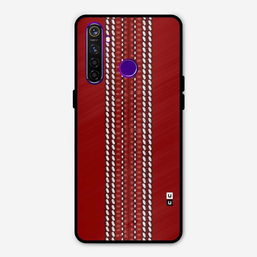 Cricket Ball Pattern Metal Back Case for Realme 5 Pro