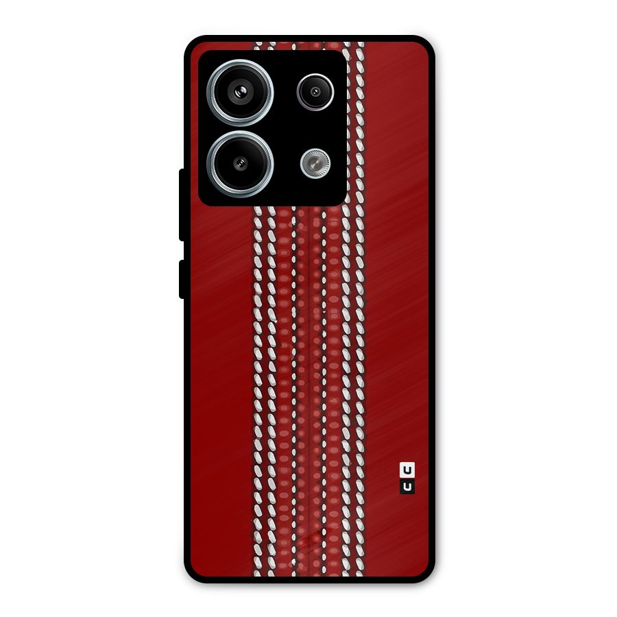 Cricket Ball Pattern Metal Back Case for Redmi Note 13 Pro 5G