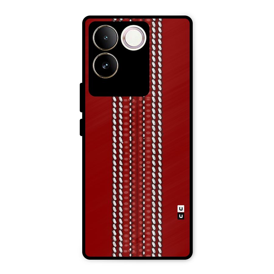 Cricket Ball Pattern Metal Back Case for Vivo T2 Pro