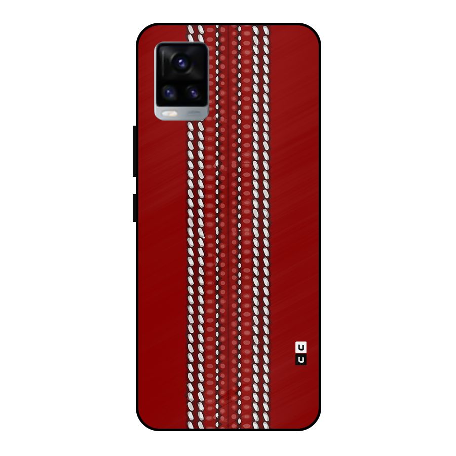 Cricket Ball Pattern Metal Back Case for Vivo V20 2021