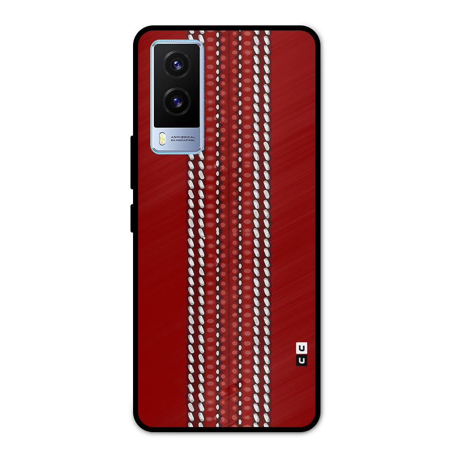 Cricket Ball Pattern Metal Back Case for Vivo V21e 5G