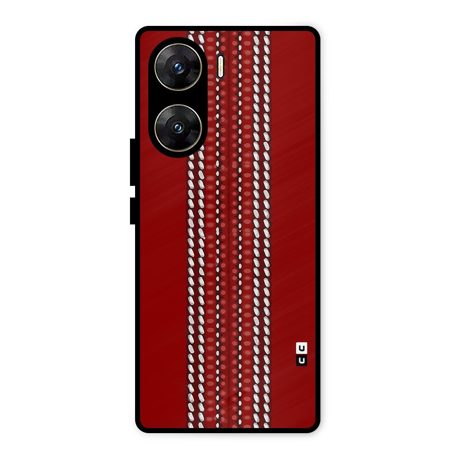 Cricket Ball Pattern Metal Back Case for Vivo V29e