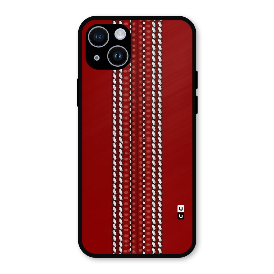 Cricket Ball Pattern Metal Back Case for iPhone 14