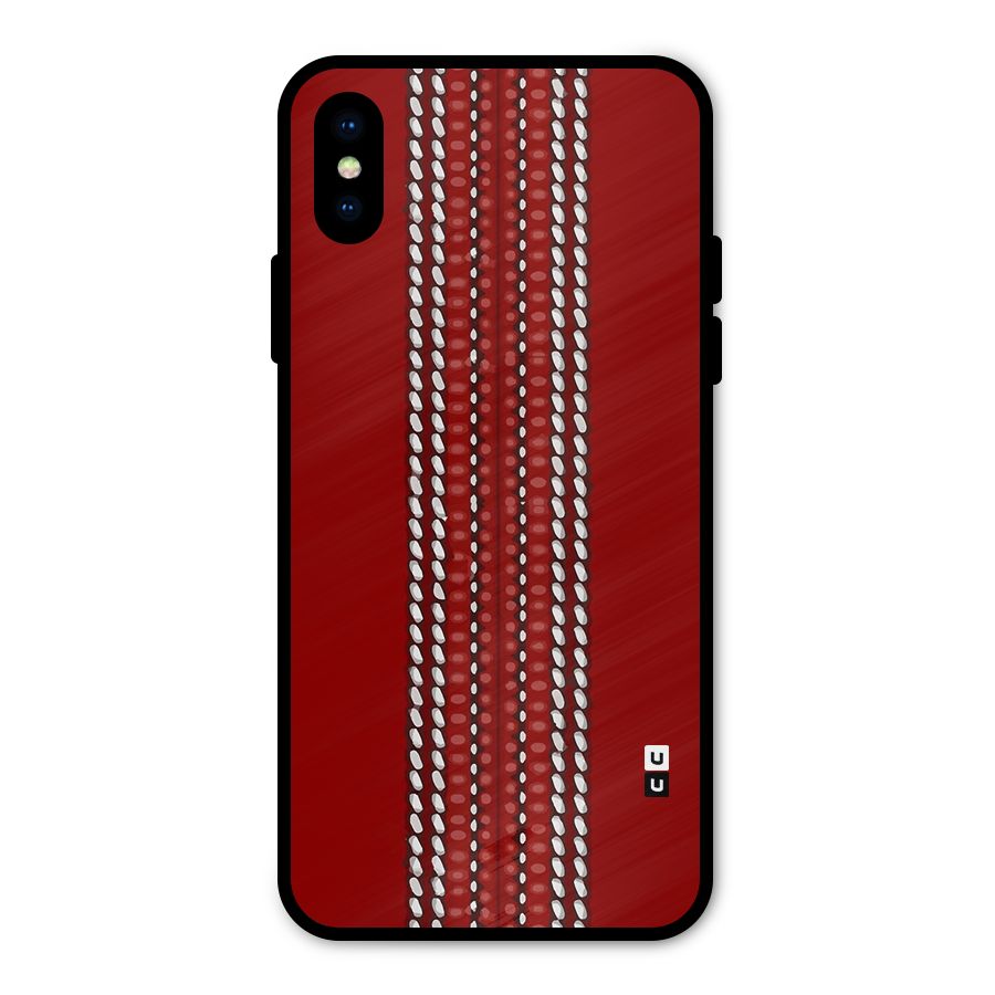 Cricket Ball Pattern Metal Back Case for iPhone X