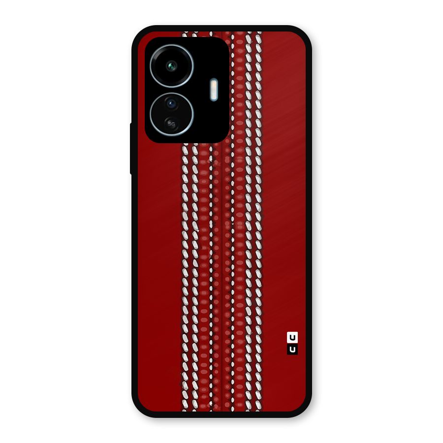 Cricket Ball Pattern Metal Back Case for vivo iQOO Z6 Lite 5G
