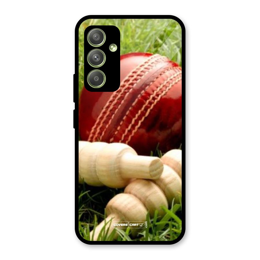 Cricket Ball and Stumps Glass Back Case for Galaxy A54