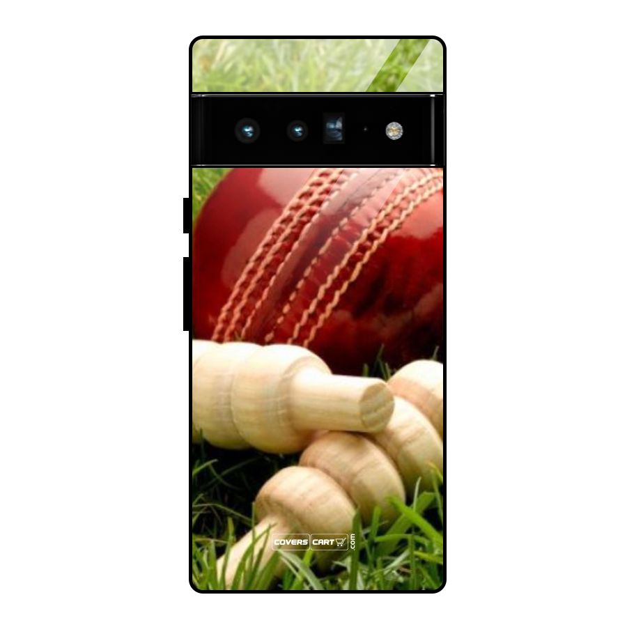 Cricket Ball and Stumps Glass Back Case for Google Pixel 6 Pro