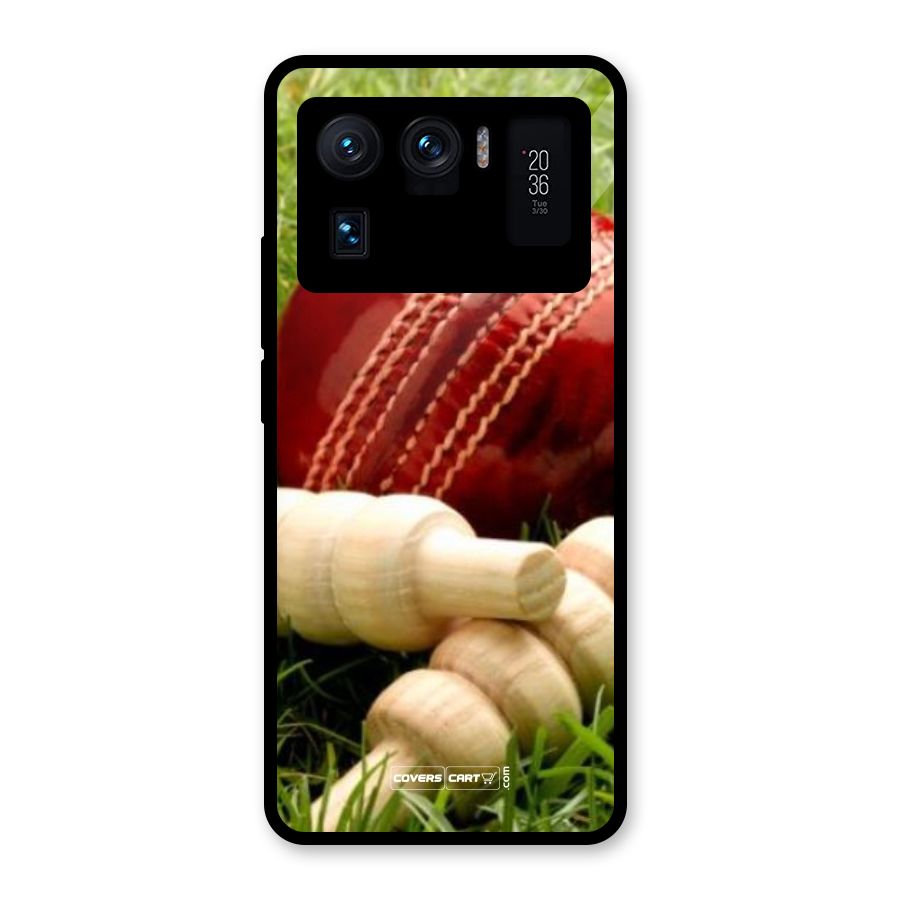 Cricket Ball and Stumps Glass Back Case for Mi 11 Ultra