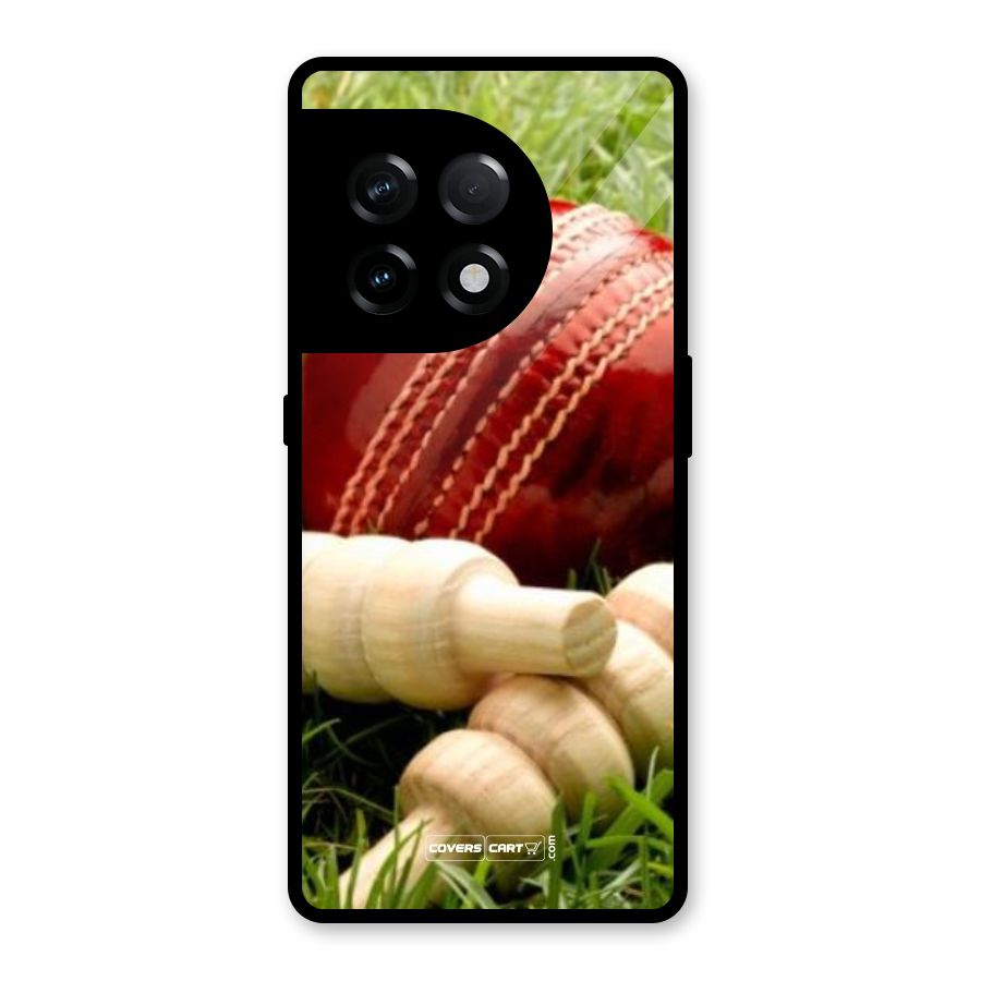 Cricket Ball and Stumps Glass Back Case for OnePlus 11R