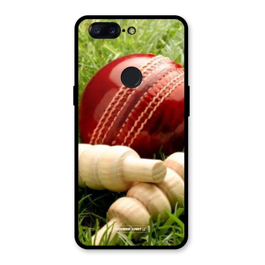 Cricket Ball and Stumps Glass Back Case for OnePlus 5T