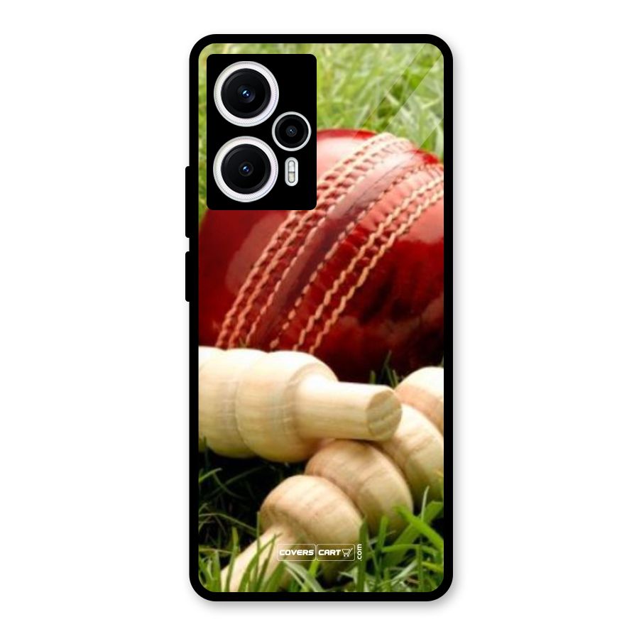 Cricket Ball and Stumps Glass Back Case for Poco F5