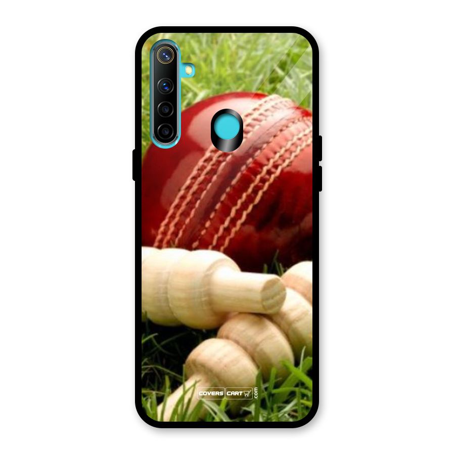 Cricket Ball and Stumps Glass Back Case for Realme 5