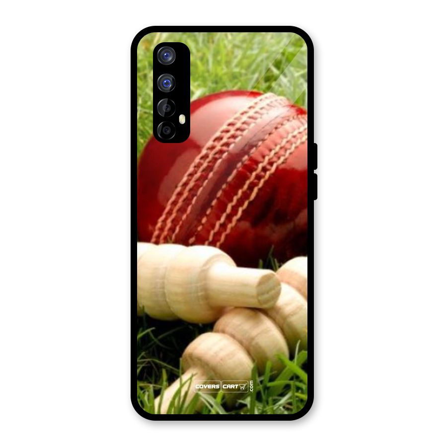 Cricket Ball and Stumps Glass Back Case for Realme 7