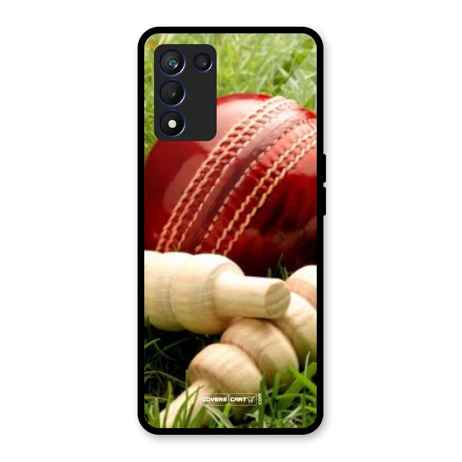 Cricket Ball and Stumps Glass Back Case for Realme 9 5G Speed