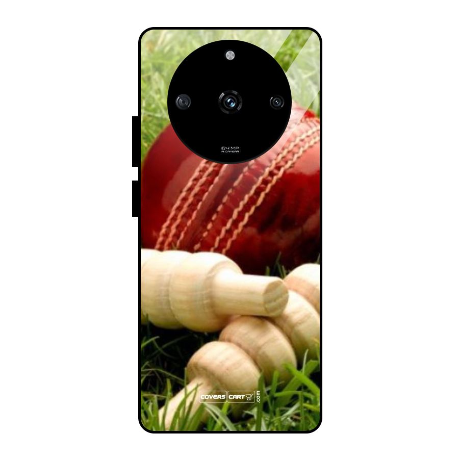 Cricket Ball and Stumps Glass Back Case for Realme Narzo 60 5G