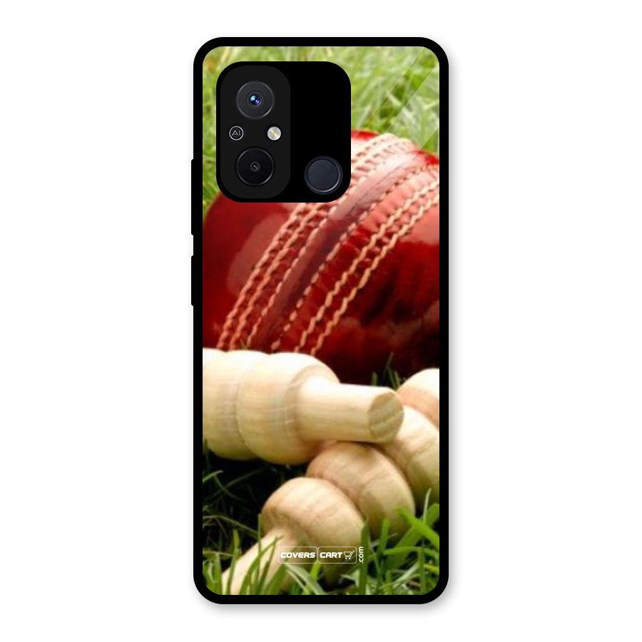 Cricket Ball and Stumps Glass Back Case for Redmi 12C