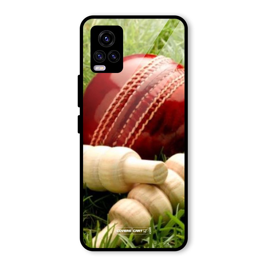 Cricket Ball and Stumps Glass Back Case for Vivo V20 2021