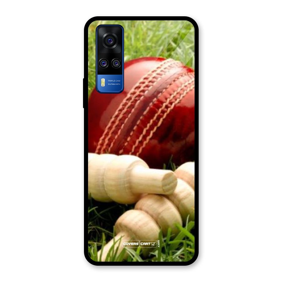Cricket Ball and Stumps Glass Back Case for Vivo Y31