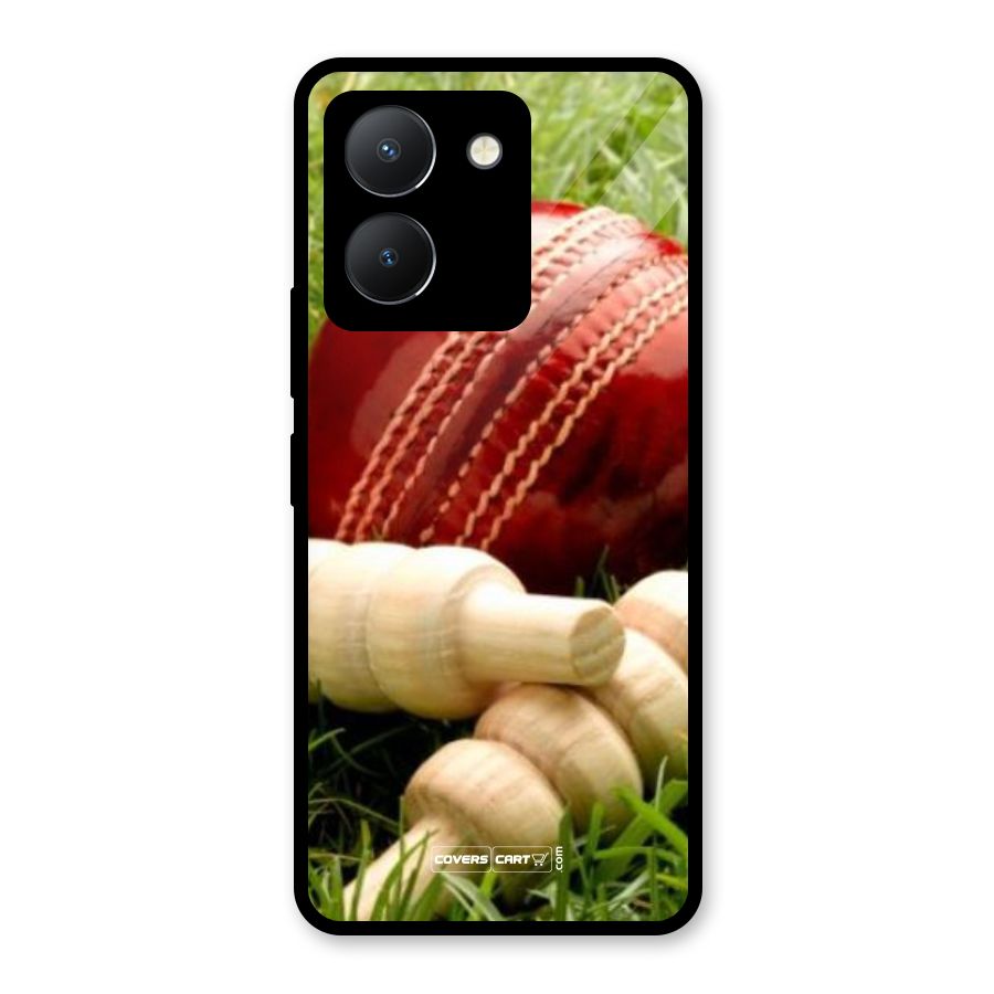Cricket Ball and Stumps Glass Back Case for Vivo Y36